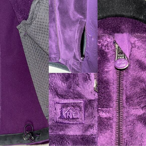 Rei Purple Plush Fleece Zip Up Jacket Mock Neck Women's XS Teddy Bear fuzzy - Picture 15 of 16